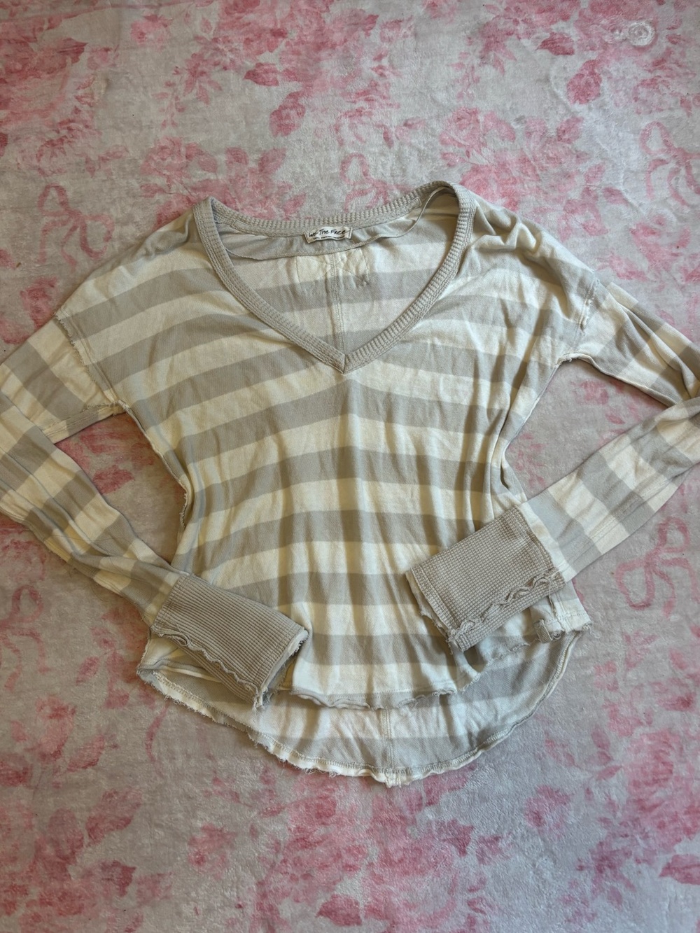 We the Free Sail Away striped cottage long sleeve v neck tee